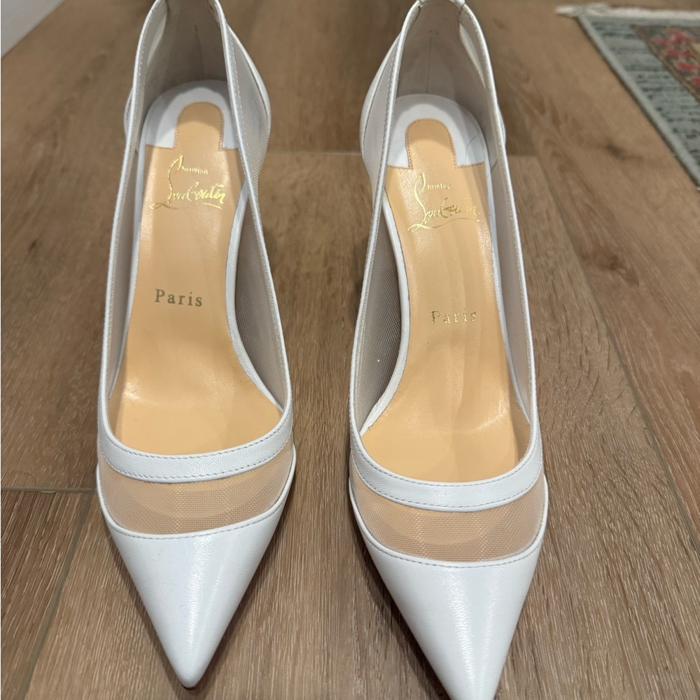 Christian Louboutin White Mesh Heels